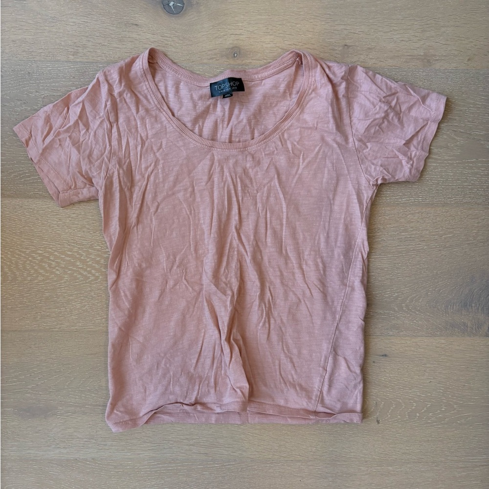 Topshop 100% Cotton Blush Pink Short Sleeve Tee Shirt